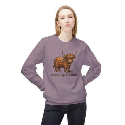 Giddy Up & Smile Highland Cow Crewneck