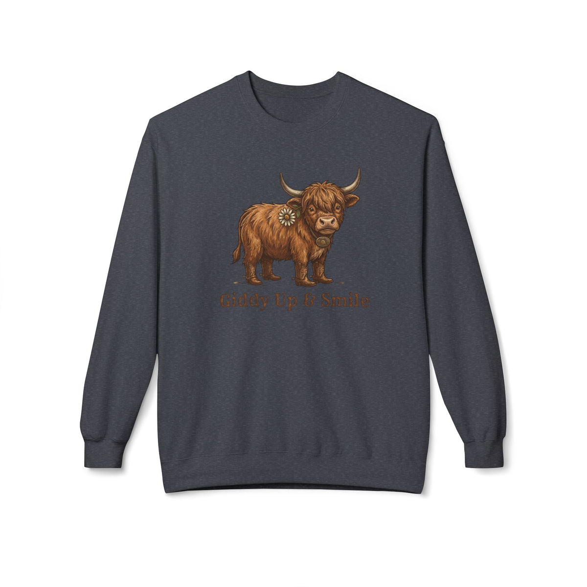 Giddy Up & Smile Highland Cow Crewneck