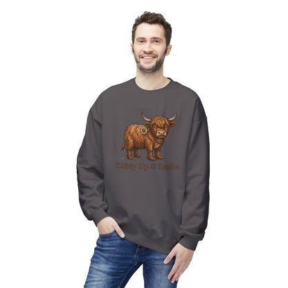 Giddy Up & Smile Highland Cow Crewneck