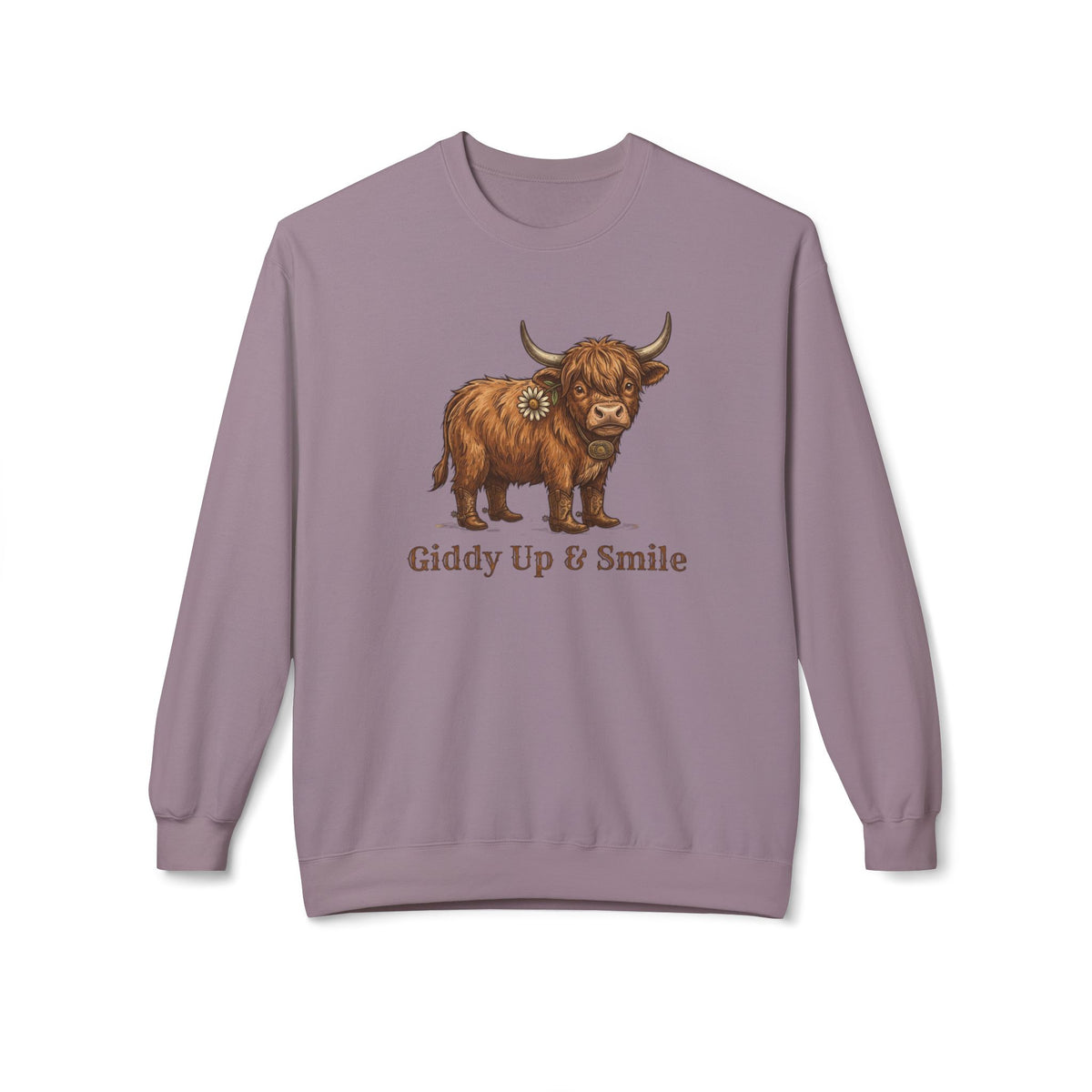 Giddy Up & Smile Highland Cow Crewneck