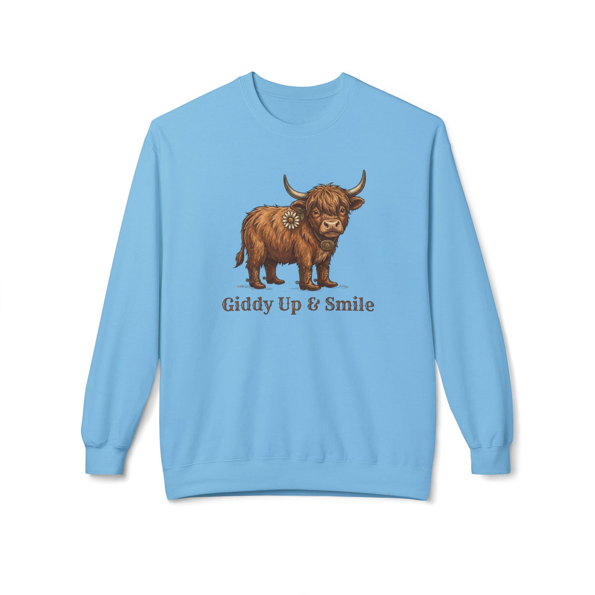 Giddy Up & Smile Highland Cow Crewneck