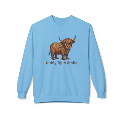 Giddy Up & Smile Highland Cow Crewneck