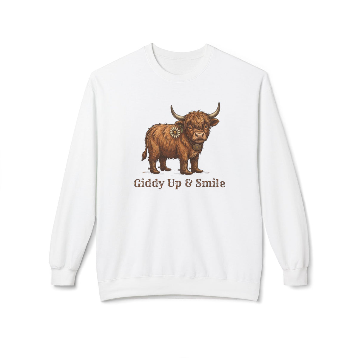 Giddy Up & Smile Highland Cow Crewneck