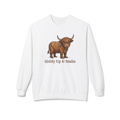 Giddy Up & Smile Highland Cow Crewneck