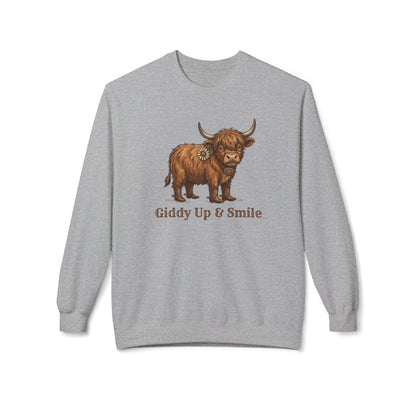 Giddy Up & Smile Highland Cow Crewneck