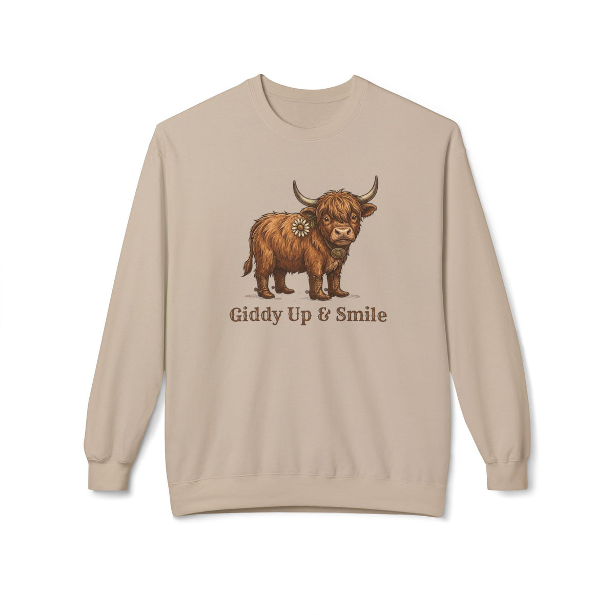 Giddy Up & Smile Highland Cow Crewneck