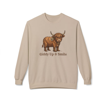 Giddy Up & Smile Highland Cow Crewneck