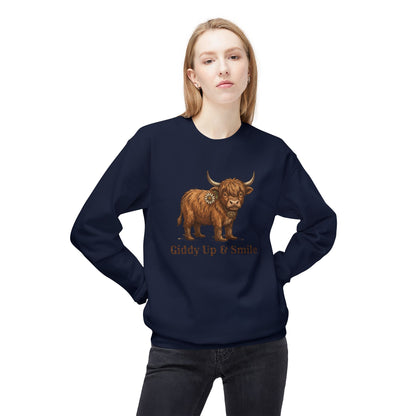 Giddy Up & Smile Highland Cow Crewneck