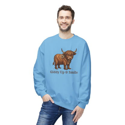 Giddy Up & Smile Highland Cow Crewneck