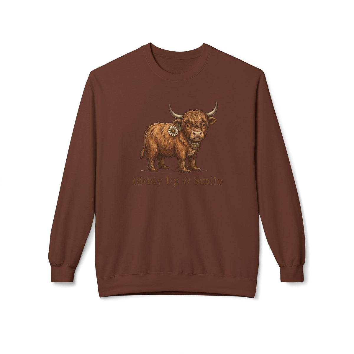 Giddy Up & Smile Highland Cow Crewneck