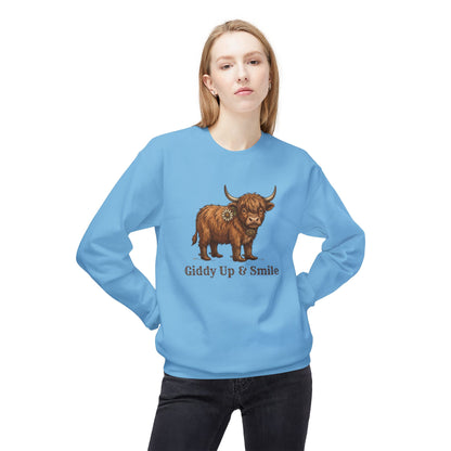 Giddy Up & Smile Highland Cow Crewneck
