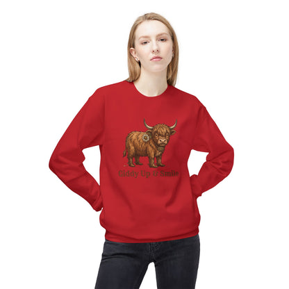 Giddy Up & Smile Highland Cow Crewneck