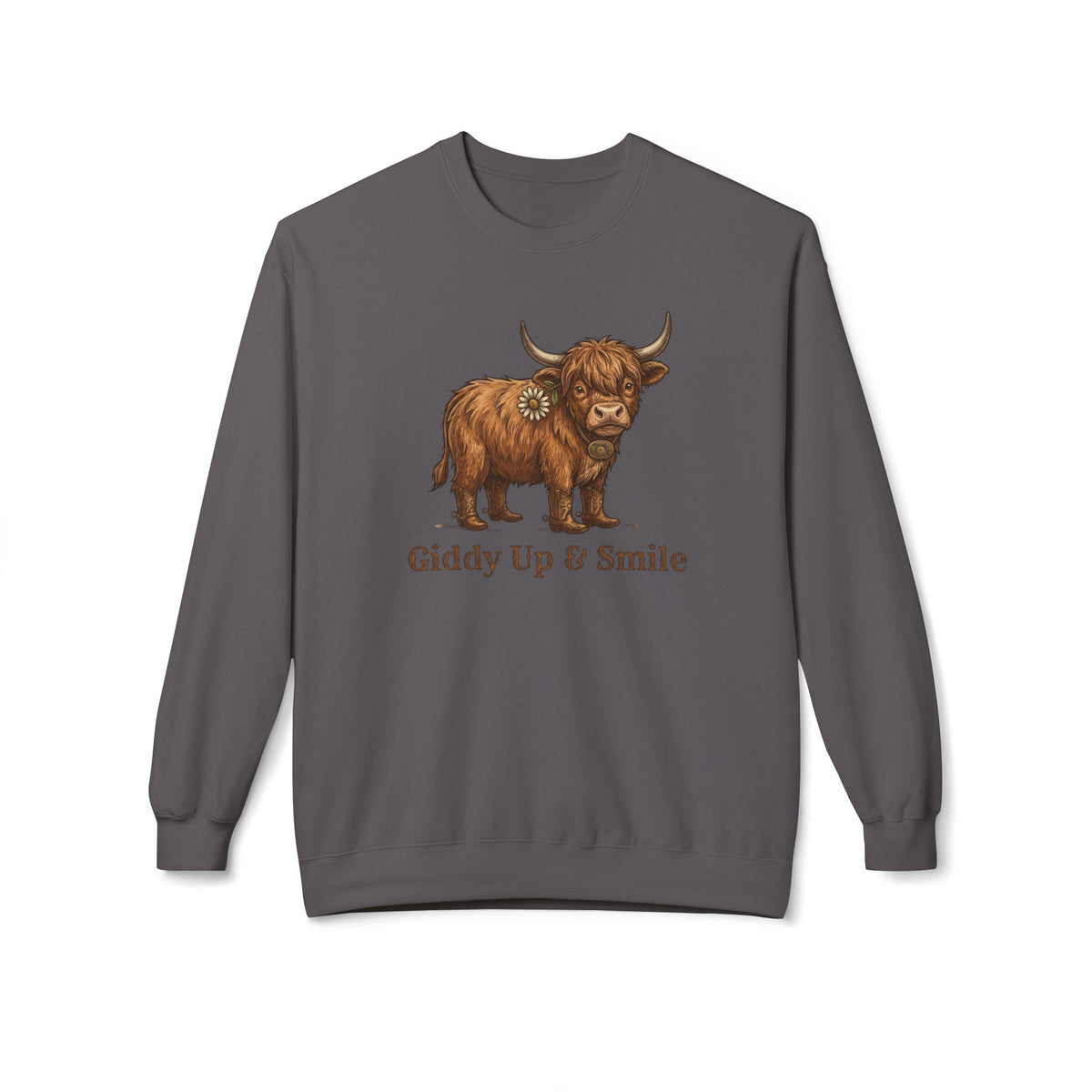 Giddy Up & Smile Highland Cow Crewneck