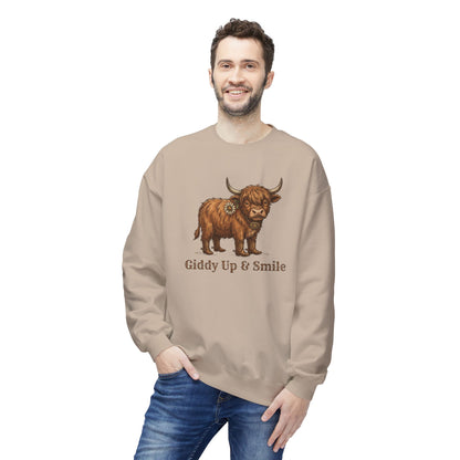 Giddy Up & Smile Highland Cow Crewneck