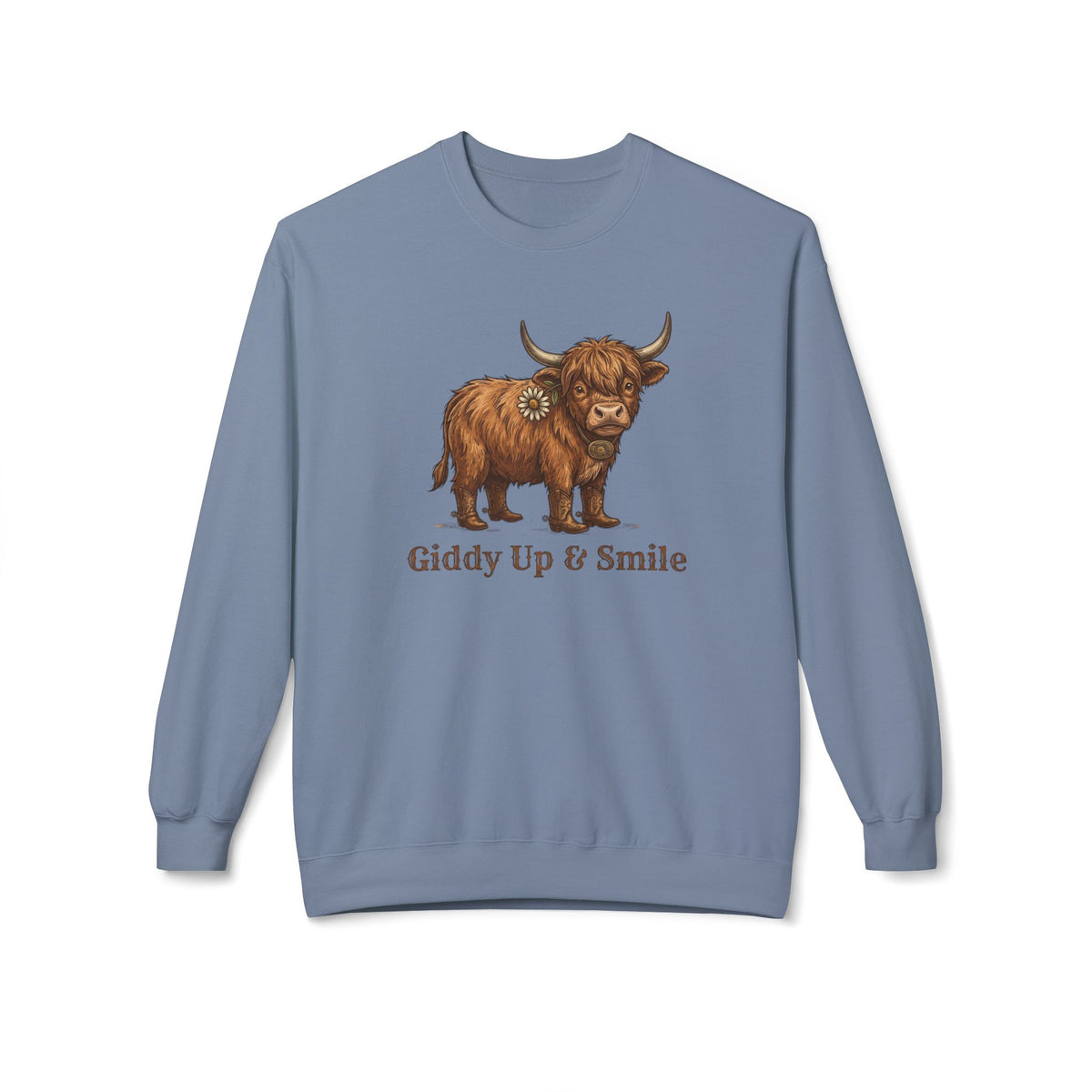 Giddy Up & Smile Highland Cow Crewneck