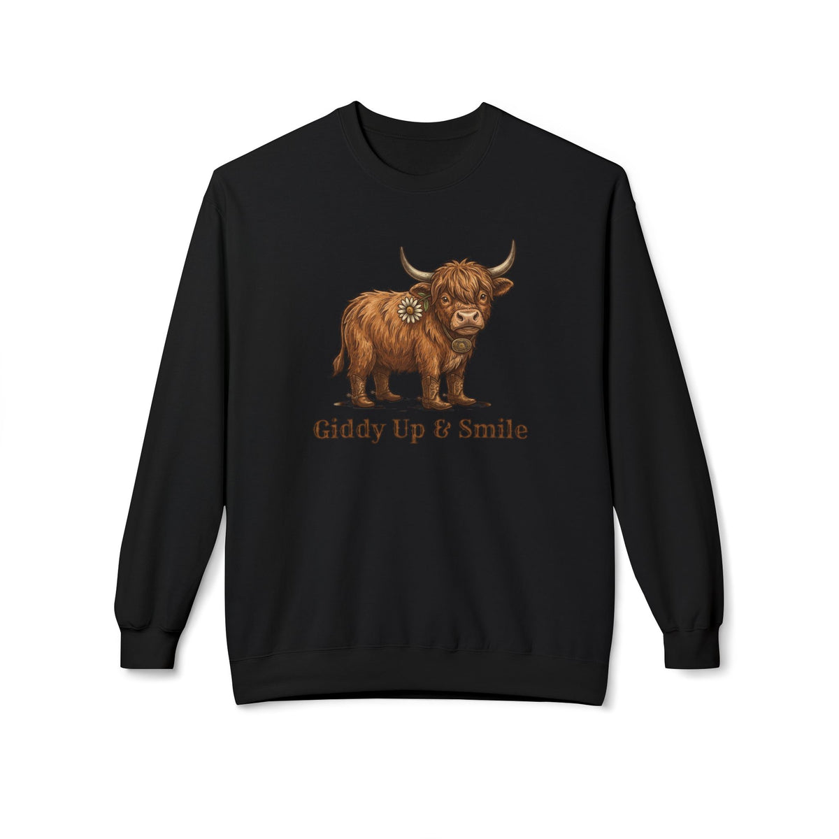 Giddy Up & Smile Highland Cow Crewneck
