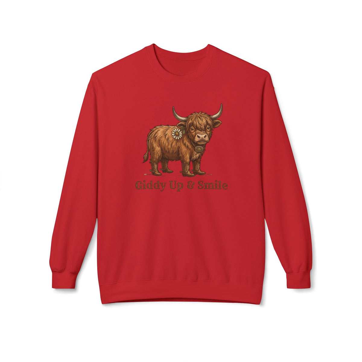 Giddy Up & Smile Highland Cow Crewneck