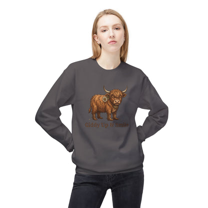 Giddy Up & Smile Highland Cow Crewneck