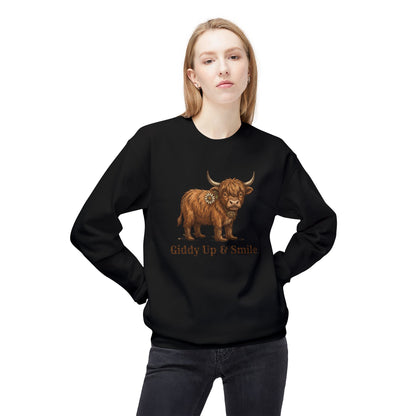 Giddy Up & Smile Highland Cow Crewneck