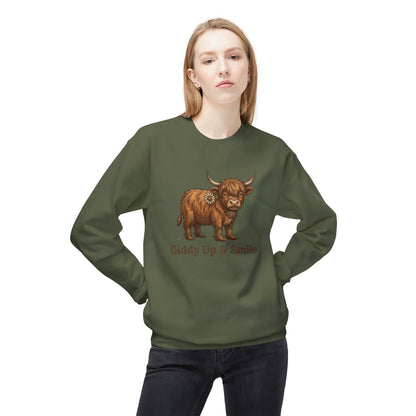 Giddy Up & Smile Highland Cow Crewneck